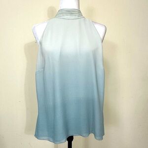 NEW Talbots Pure Silk Green Hues Sleeveless High Collar 13" Zip Pullover Top M/L